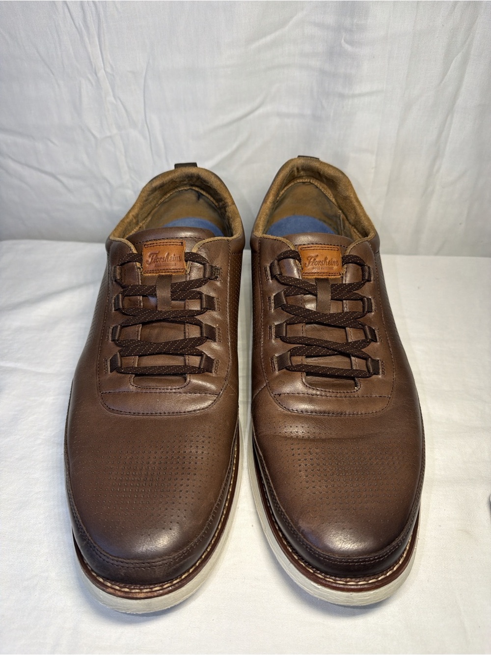 Florsheim Brown Leather Lace-Up Sneakers